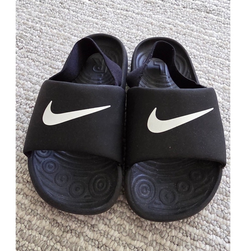 Nike Kawa Slide SE Black White Kids Sandals BV1094-001 Size 10C
